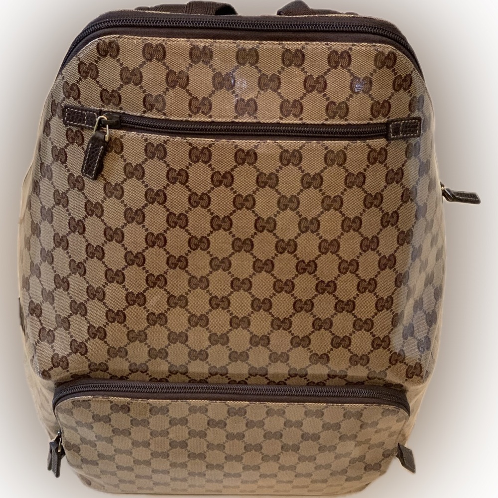 GUCCI Large Crystal Monogram Backpack in Dark Brown.  Unisex!.